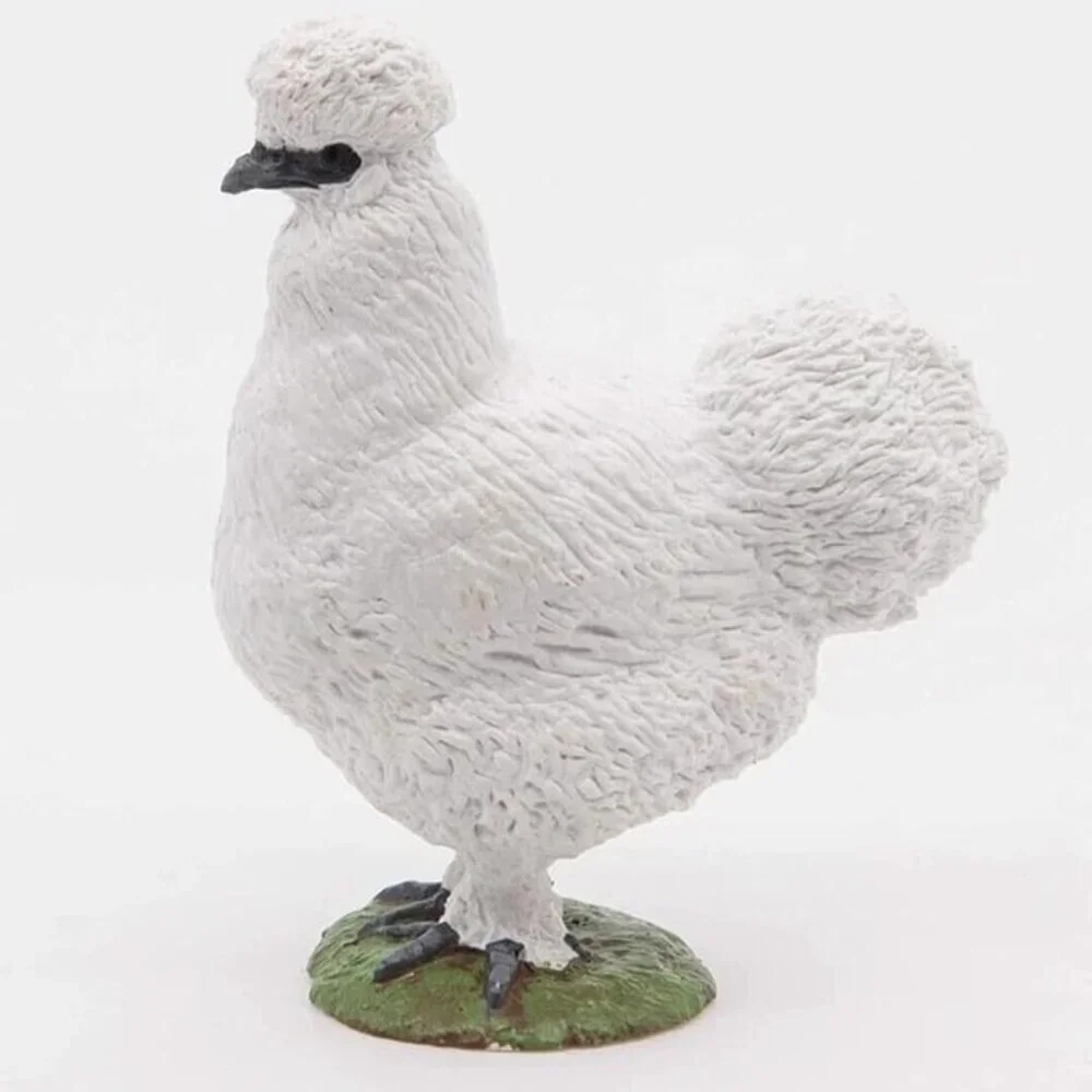 Silkie Chicken Farm Animal Figure - Hand Painted Farm Animal Toy Figurine - Papo